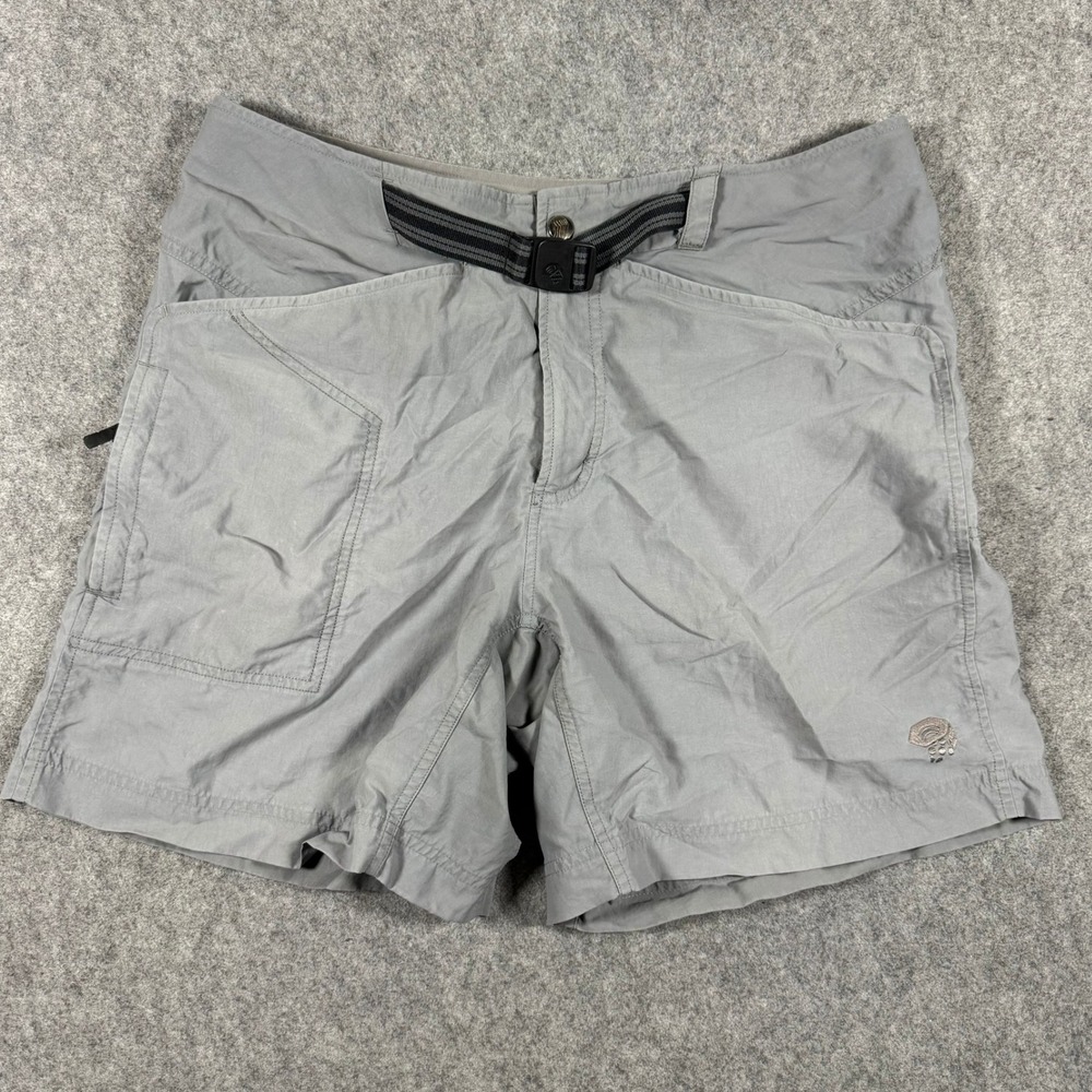 Mountain Hardwear Shorts Mens 33 Gray Hiking Nylon Integrated Belt 7" Inseam